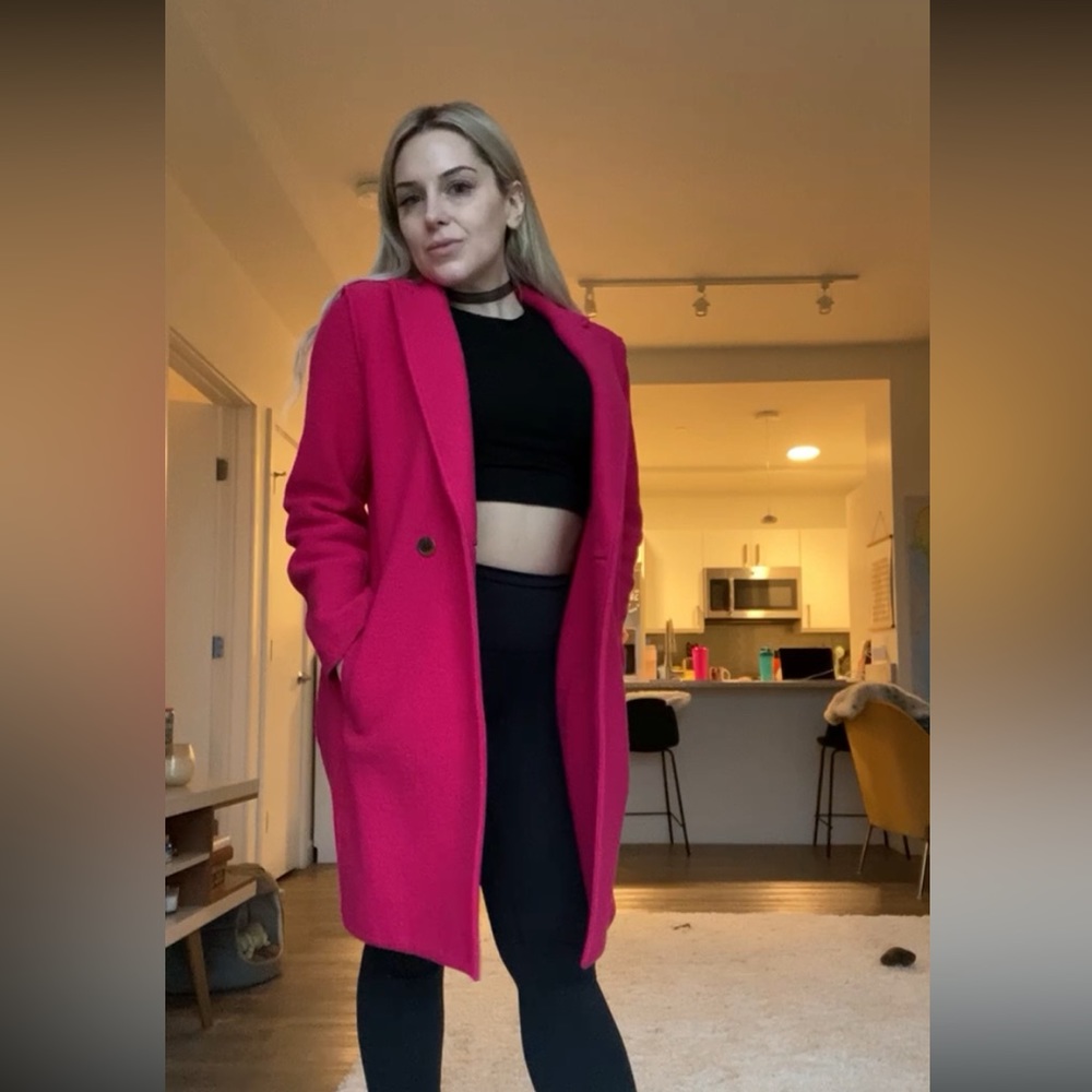 J Crew Daphne Wool Coat - bright pink rose